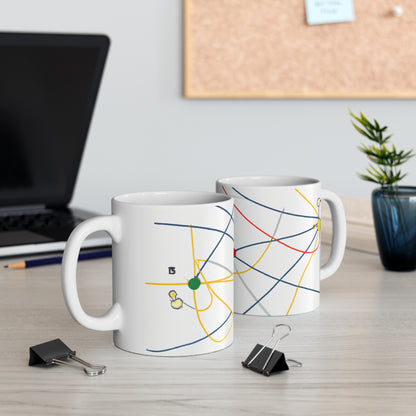 "Exploring the Dynamic Topology: Artful Visualization of a Network Structure." - The Alien Ceramic Mug 11 oz