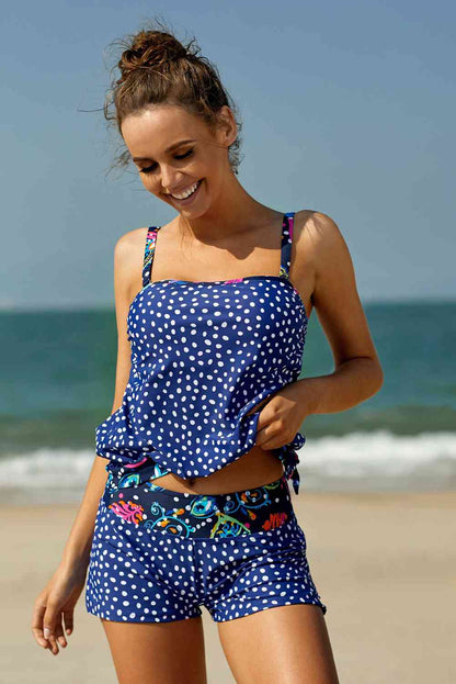 Bedrucktes Tankini-Set zum Binden