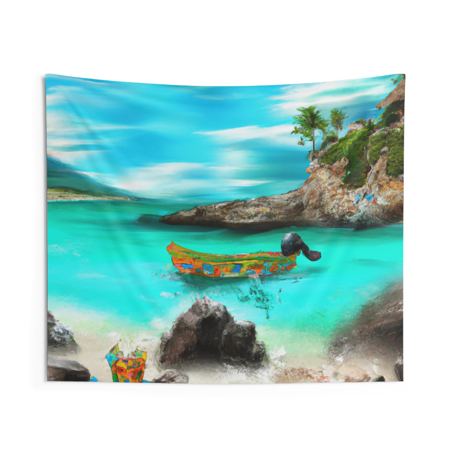 "Caribbean Fiesta on the Beach - A Digital Exploration of Mexican Culture" - The Alien Wall Tapestries