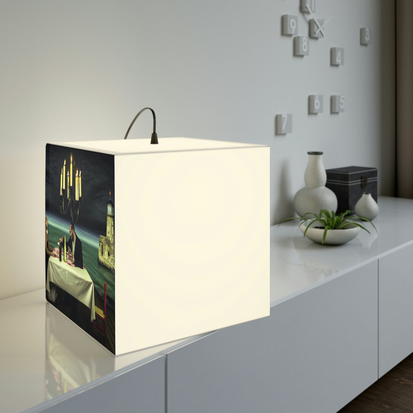 "A Beacon of Romance: An Intimate Candlelit Dinner in a Forgotten Lighthouse" - The Alien Light Cube Lamp