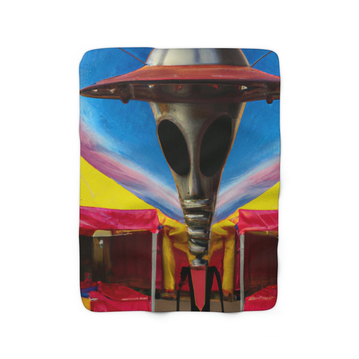 "Fair Invaders: A Cosmic Crash Course" - The Alien Sherpa Fleece Blanket