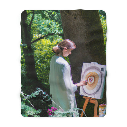 "Enchantment in Oil: A Young Artist's Vision of a Magical Forest" - The Alien Sherpa Fleece Blanket