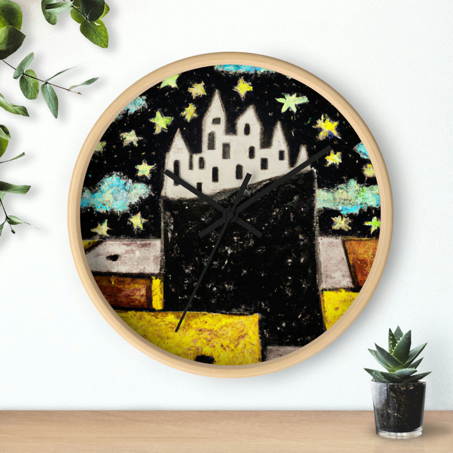 "Cosmic Oasis: A Journey to a Floating City Amid the Sea of Stars" - The Alien Wall Clock