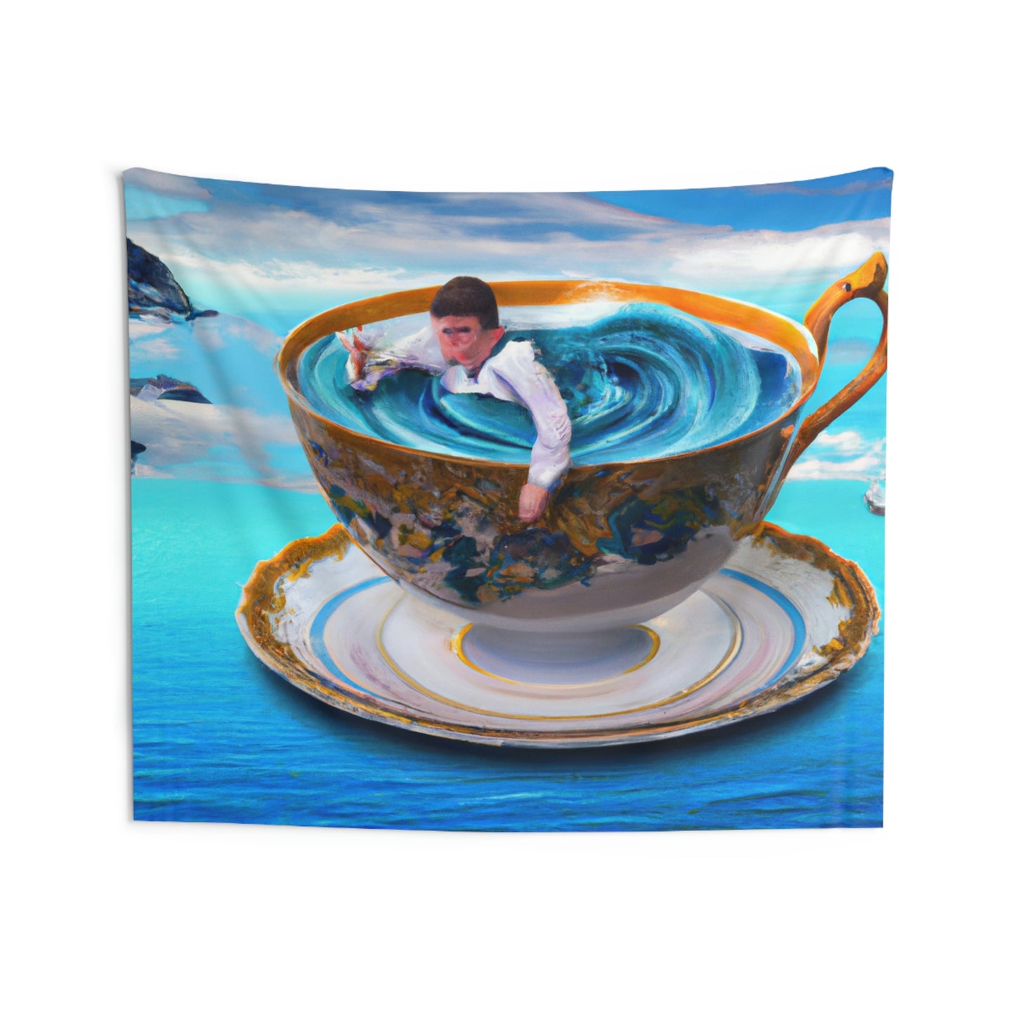 "Adrift in a China Cup: The Story of a Lost Child's Oceanic Adventure" - The Alien Wall Tapestries