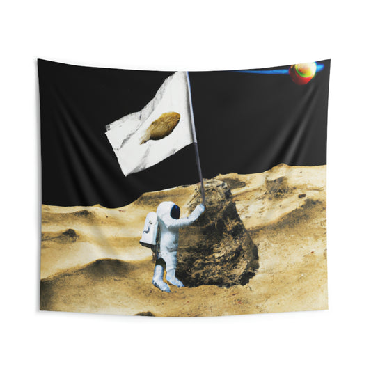 "Reclamando espacio: la plantación de la bandera del asteroide del astronauta" - The Alien Wall Tapestries