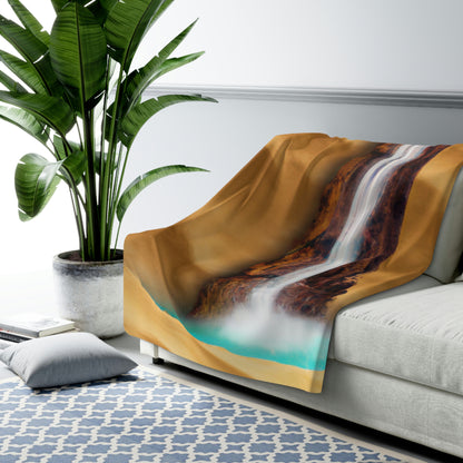 "Cascada solitaria en un desierto desolado" - The Alien Sherpa Fleece Blanket