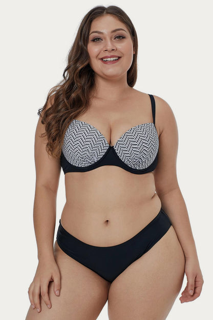 Conjunto de bikini de talla grande con estampado de ondas