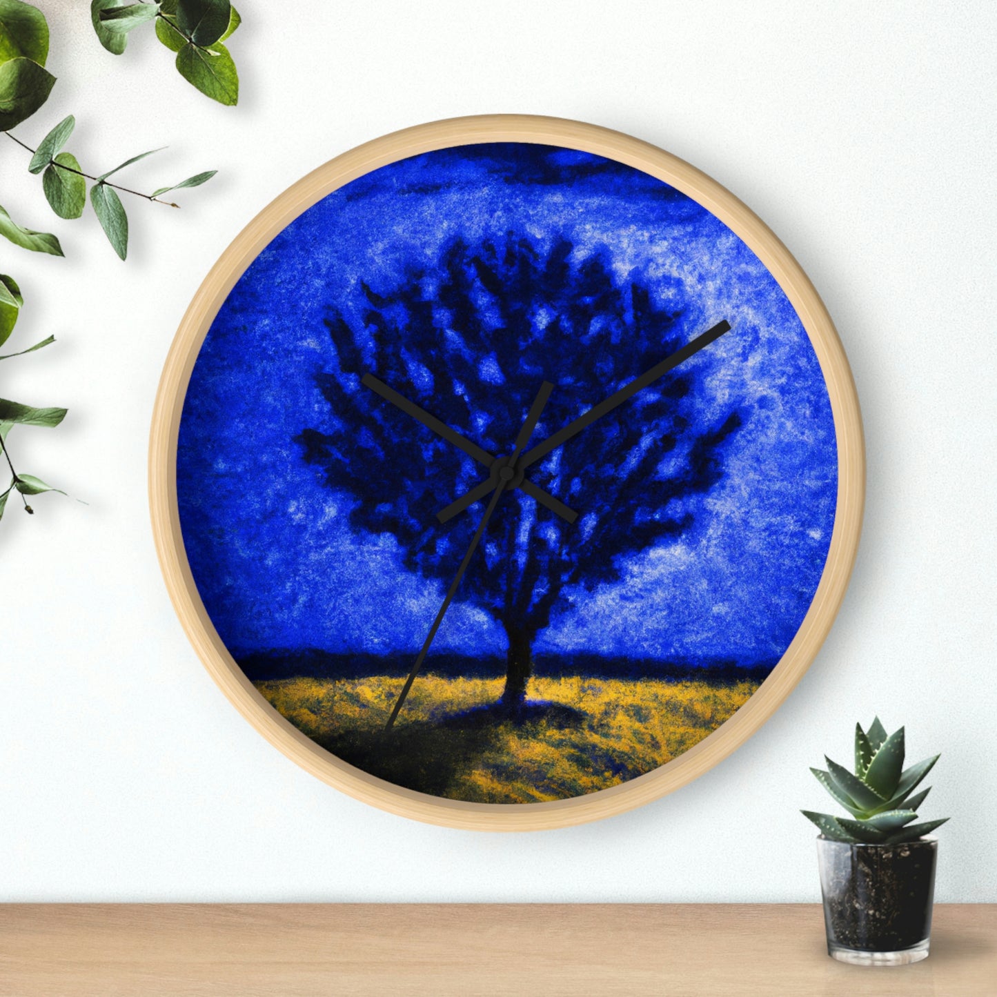 "A Lone Blue Tree in the Moonlight Field" - The Alien Wall Clock