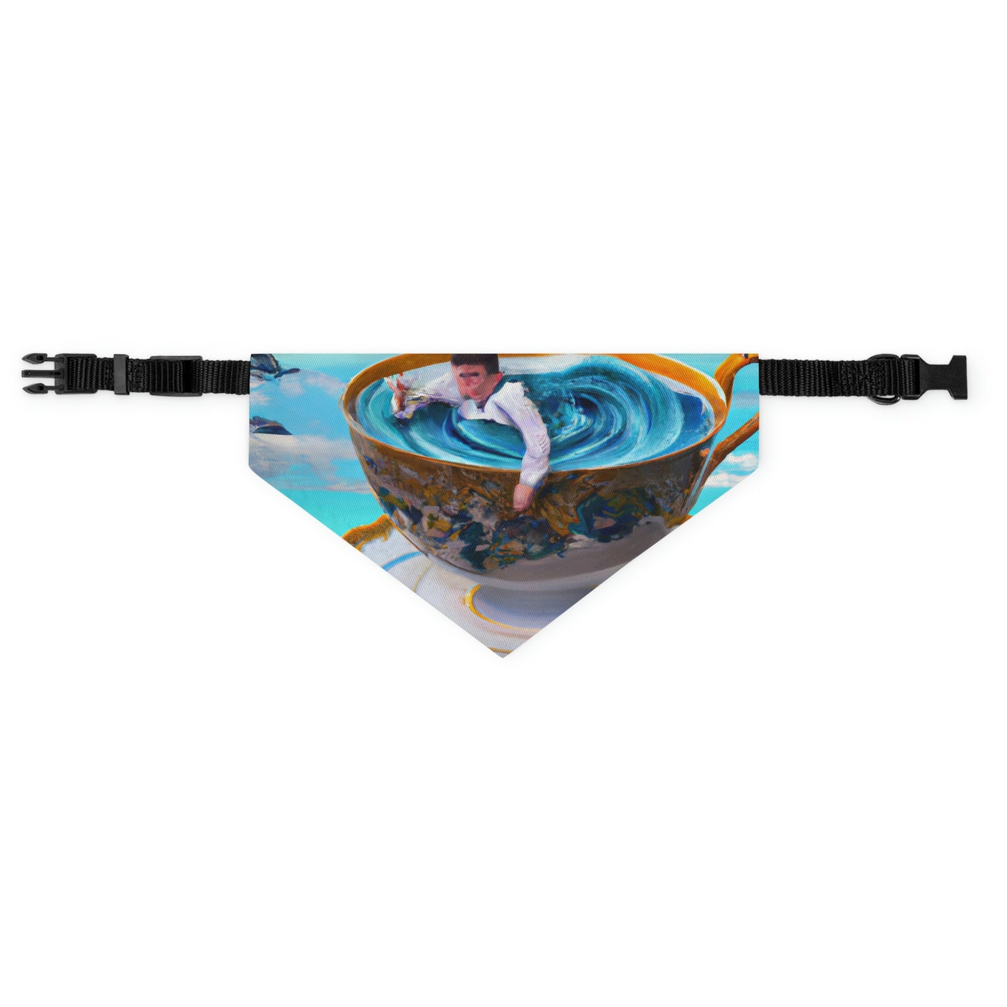 "Adrift in a China Cup: The Story of a Lost Child's Oceanic Adventure" - The Alien Pet Bandana Collar