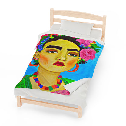 "Fierce and Free: Un tributo a las mujeres mexicanas inspirado en Frida Kahlo" - The Alien Velveteen Plush Blanket