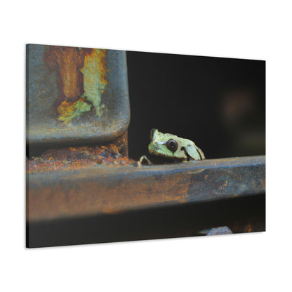 "A Tad Too Far: The Tale of a Train-Stuck Frog." - The Alien Canva