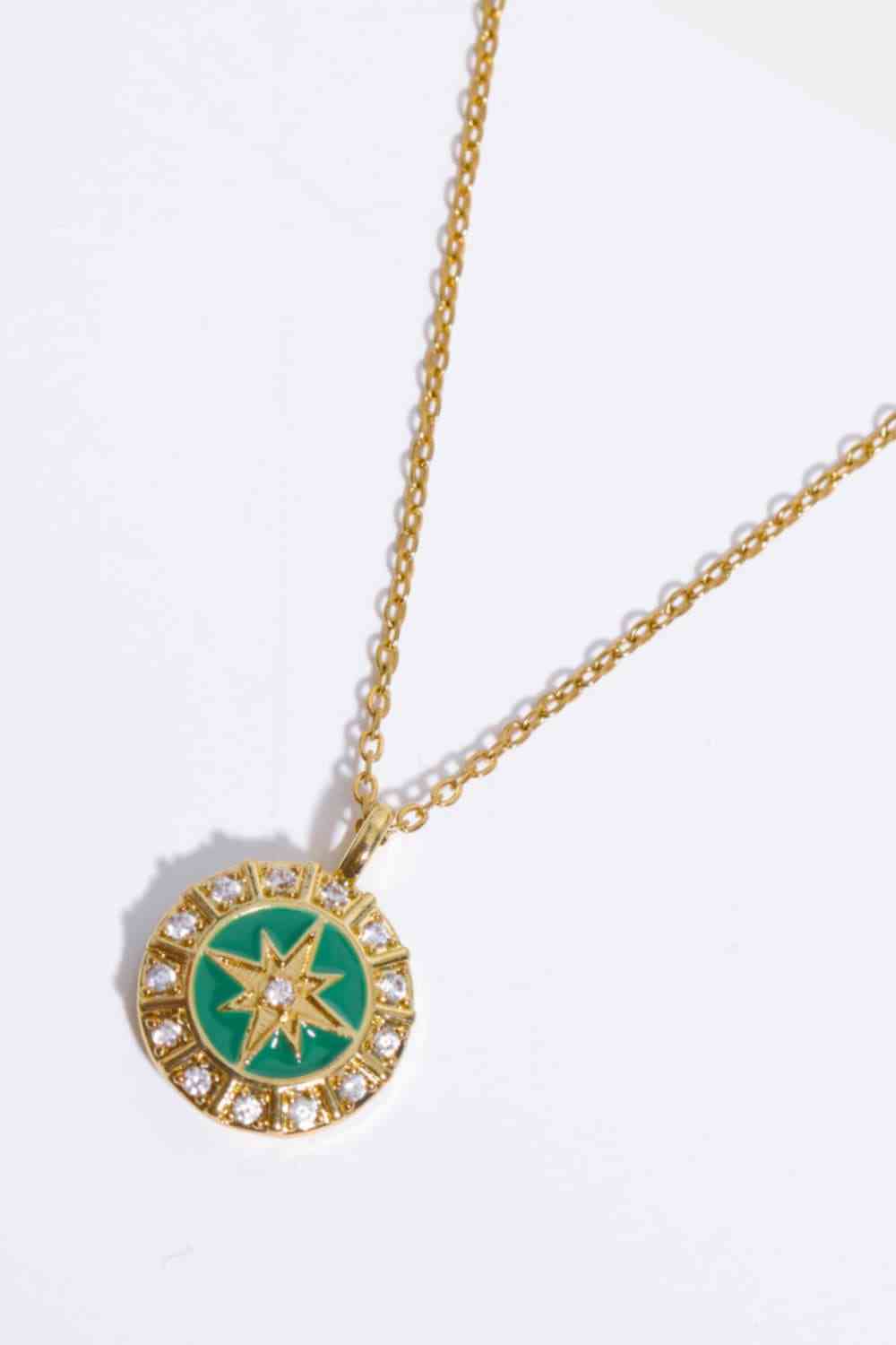 Collar de cobre con colgante de estrella del norte con decoración de circonitas