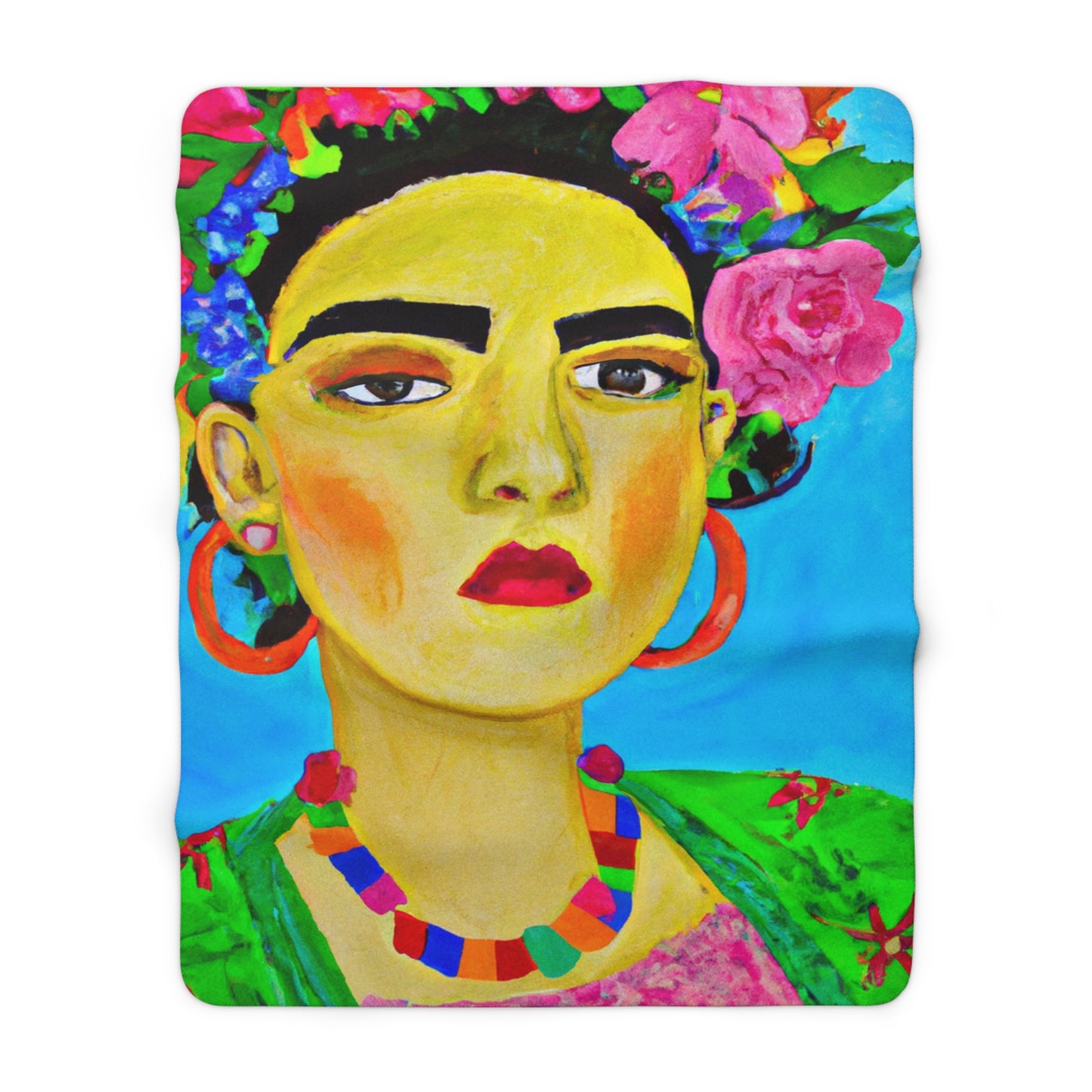 "Fierce and Free: A Frida Kahlo-Inspired Tribute to Mexican Women" - The Alien Sherpa Fleece Blanket