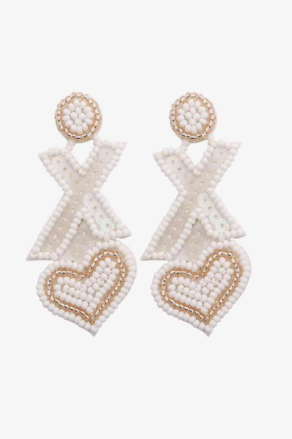 2 pares aleatorios de aretes colgantes con cuentas en forma de X y corazón