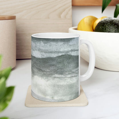 "A Sea of Turmoil: A Heron's Restlessness". - The Alien Ceramic Mug 11 oz