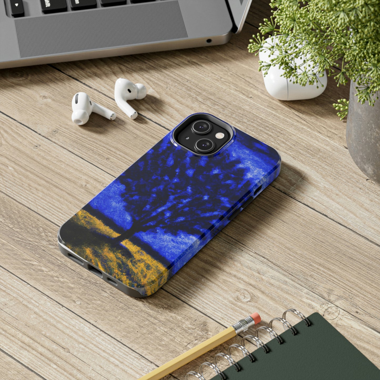 "Ein einsamer blauer Baum im Mondscheinfeld" - Die Alien Tough Phone Cases