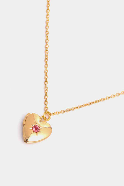 Collar con colgante chapado en oro de 14 quilates con forma de corazón y circón