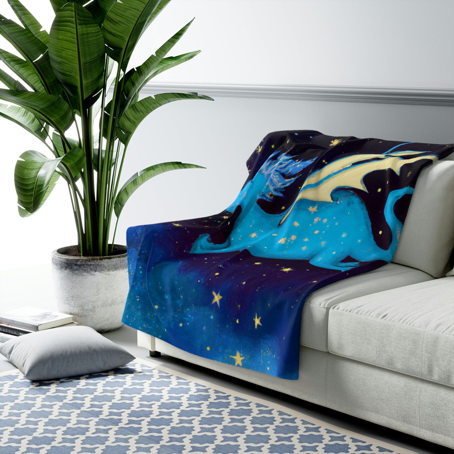 "Drifting Among the Stars: The Story of a Baby Dragon" - The Alien Sherpa Fleece Blanket