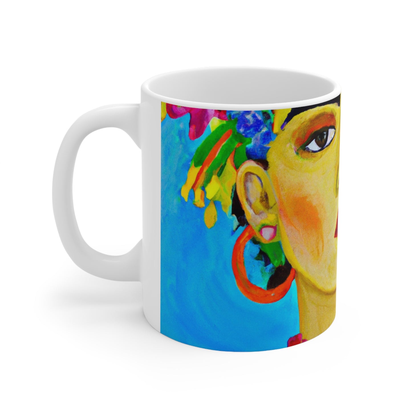 "Fierce and Free: Un tributo inspirado en Frida Kahlo a las mujeres mexicanas" - Taza de cerámica The Alien 11 oz