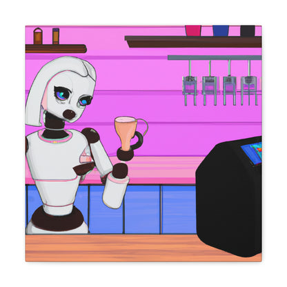 "Robo en una tierra extraña: el viaje del barista" - The Alien Canva