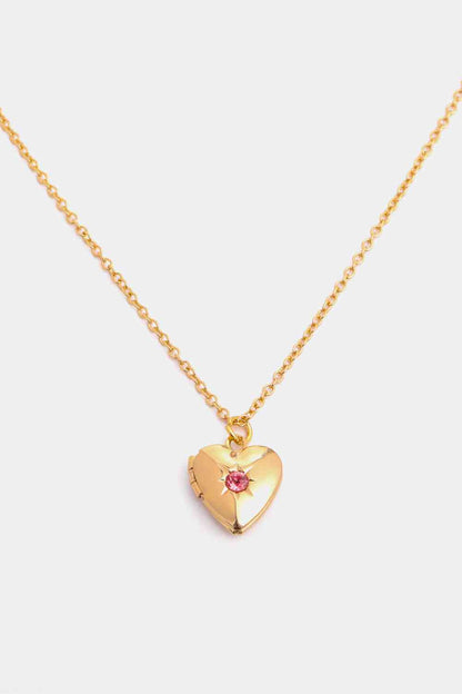 Collar con colgante chapado en oro de 14 quilates con forma de corazón y circón