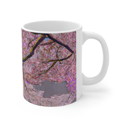 "A Moment of Calm Beneath the Cherry Blossoms" - The Alien Ceramic Mug 11 oz