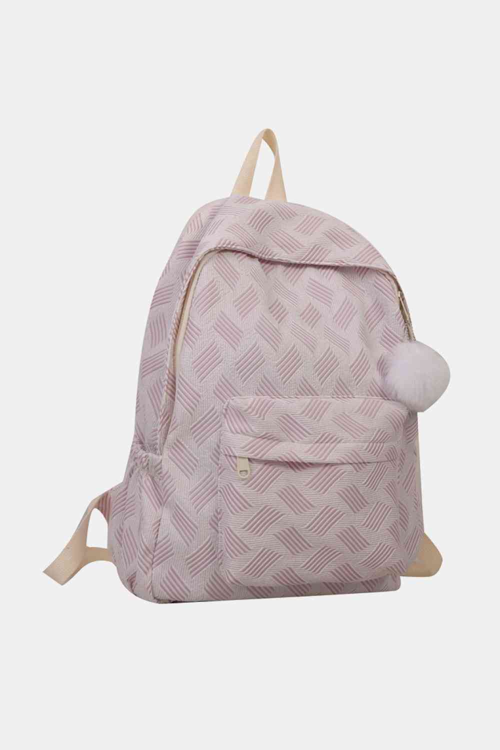 Printed Polyester Large Backpack (Fluffy Ball Included)