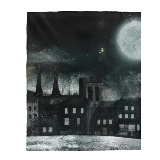 "Luminous Nocturne: A City Lit By Moonlight" - The Alien Velveteen Plush Blanket