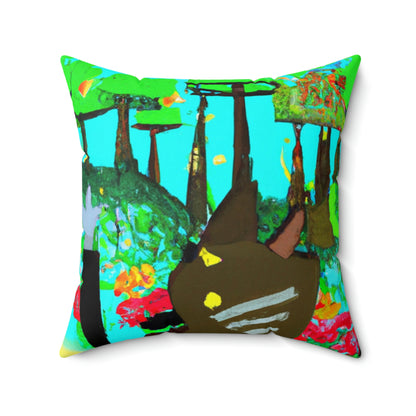 Robo Garden Wars - The Alien Square Pillow