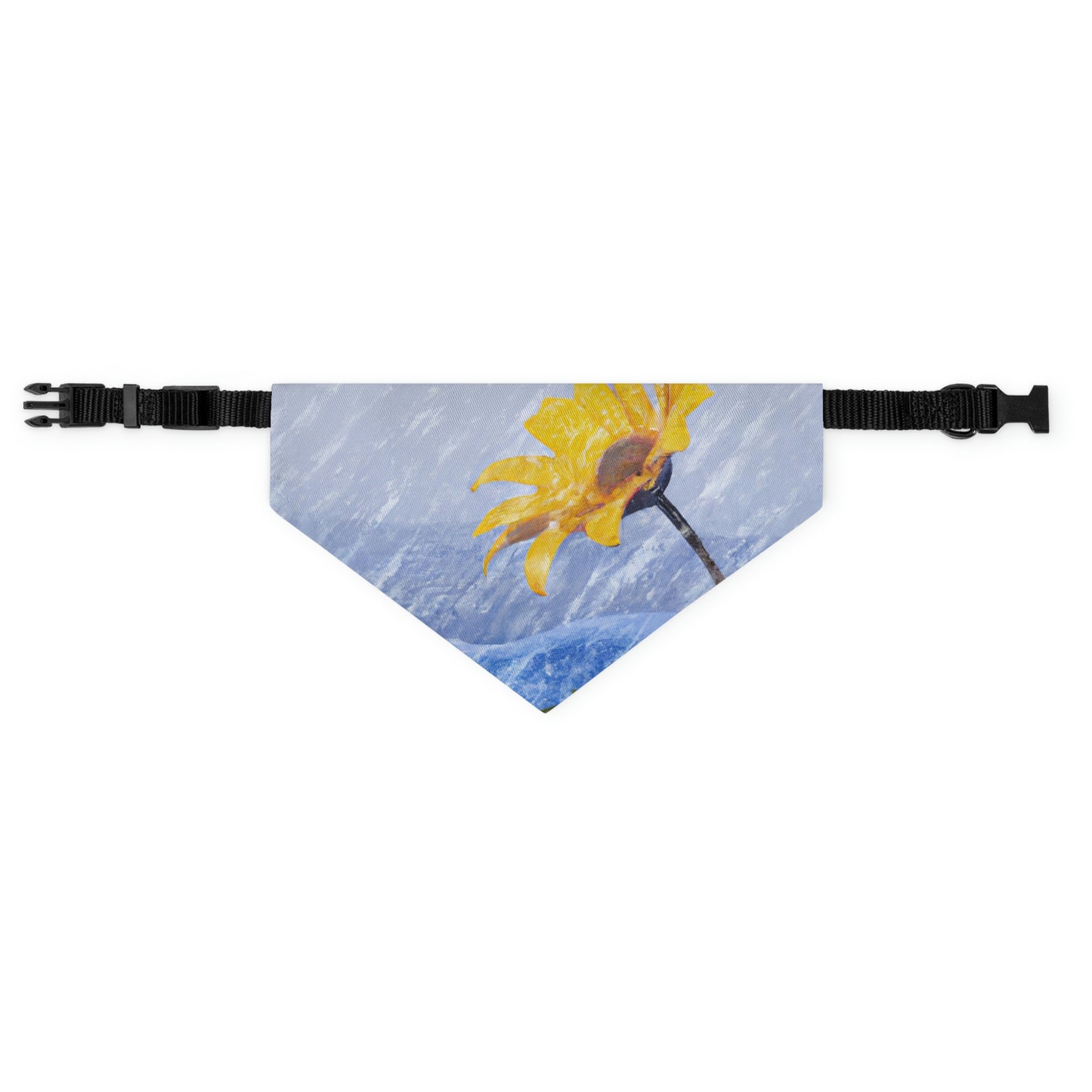"A Burst of Color in the Glistening White: The Miracle of a Flower Blooms in a Snowstorm" - The Alien Pet Bandana Collar