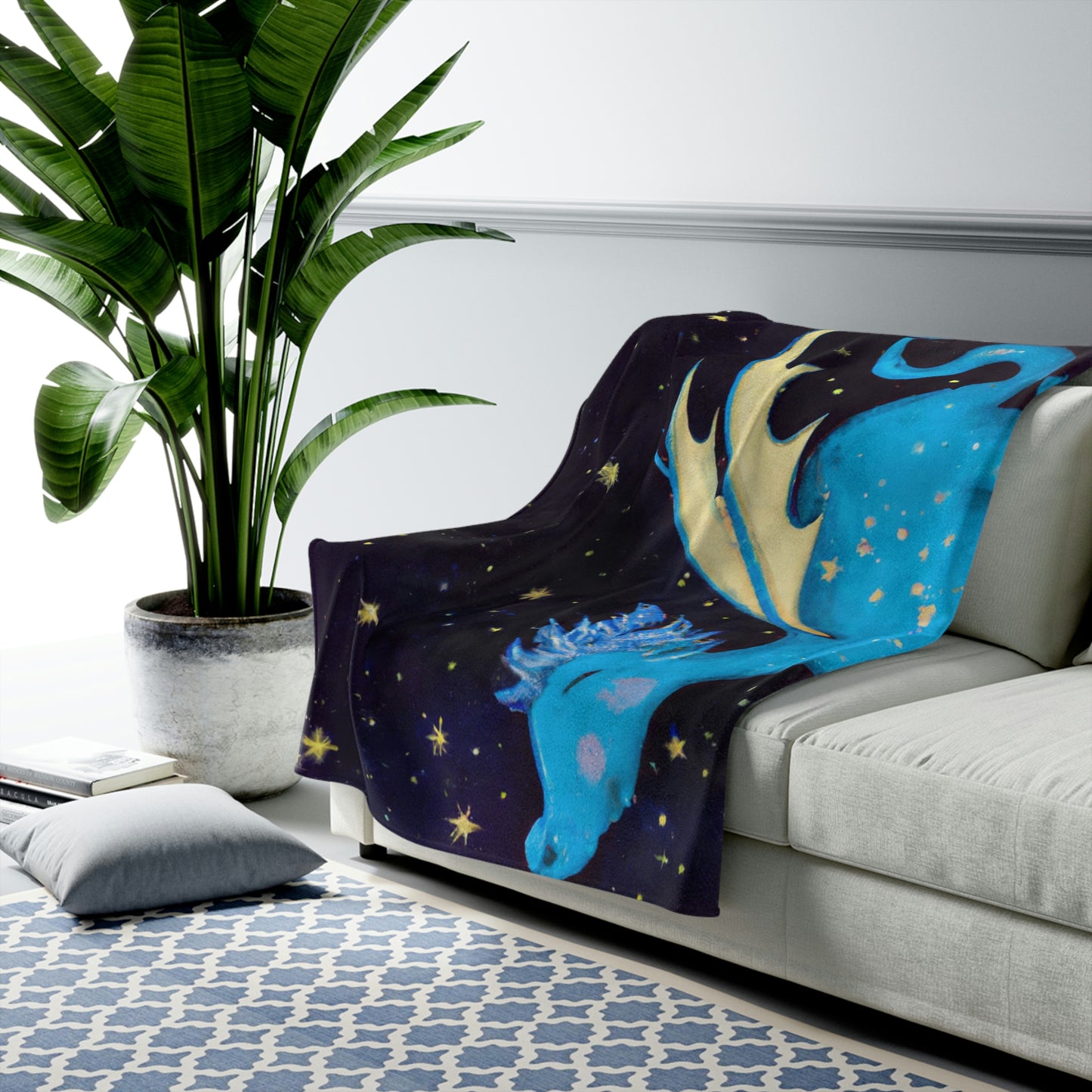 "Drifting Among the Stars: The Story of a Baby Dragon" - The Alien Velveteen Plush Blanket #nft