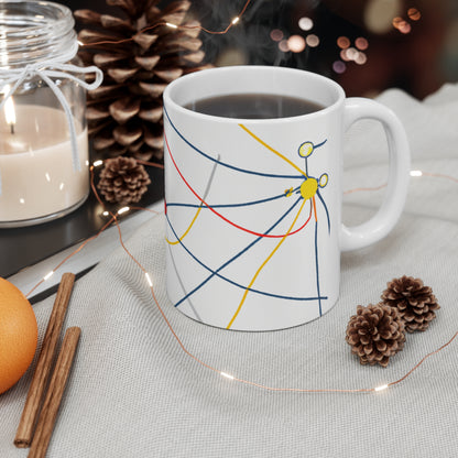 "Exploring the Dynamic Topology: Artful Visualization of a Network Structure." - The Alien Ceramic Mug 11 oz