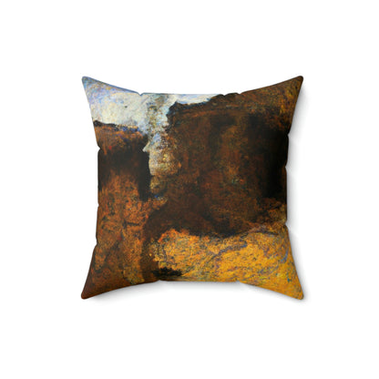 "Dusty Pilgrims at the Forgotten Shrine" - Das Alien Square Pillow