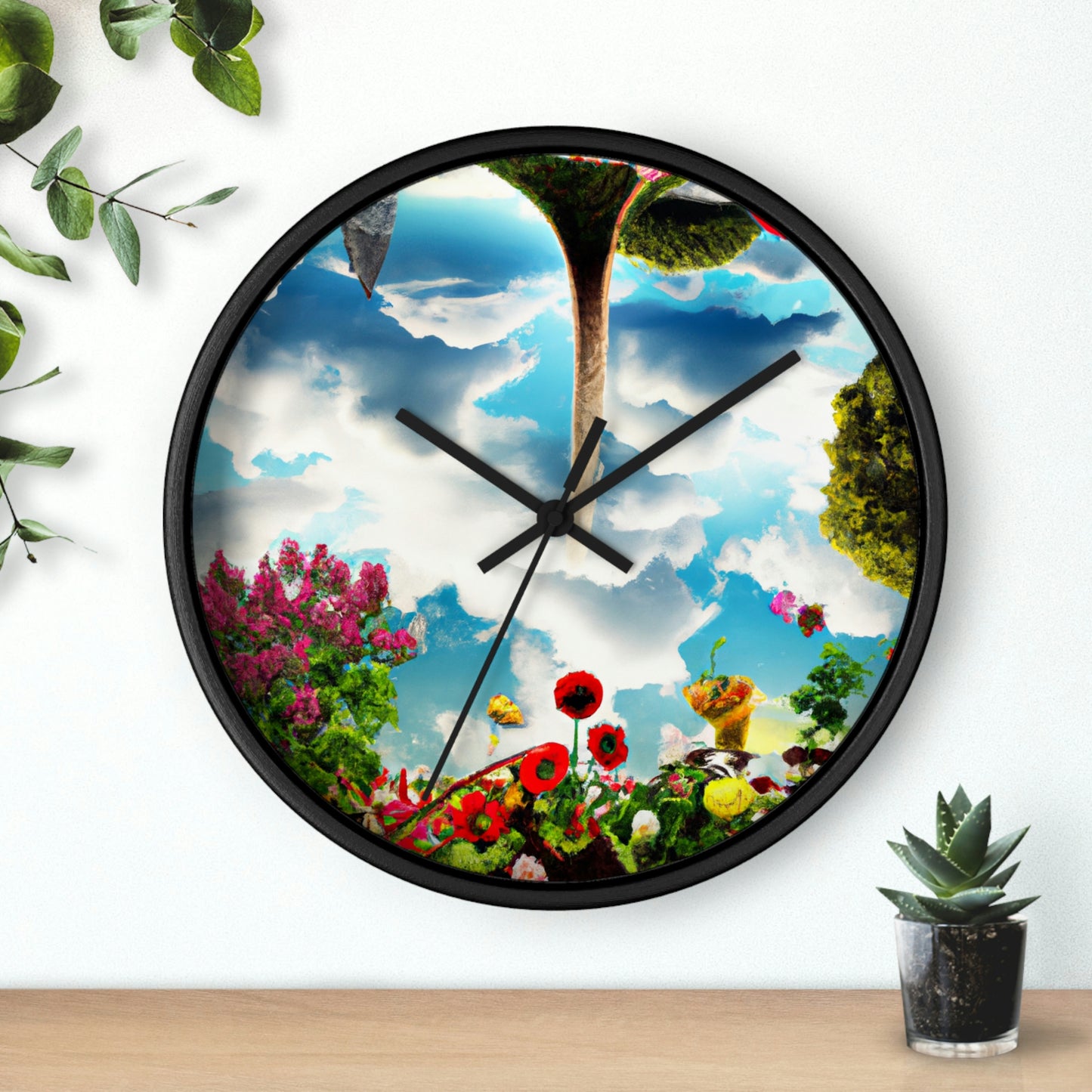 Rainbow Sky Garden - The Alien Wall Clock