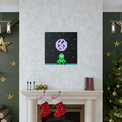 "Lonely Witness of the Night Sky" - The Alien Canva Pixel Art