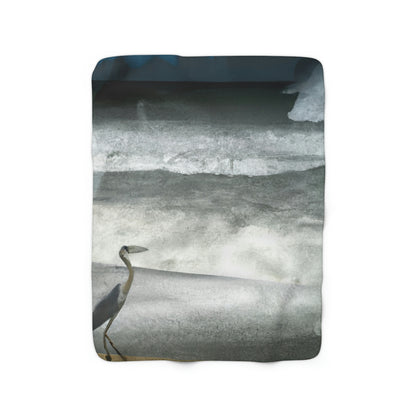 "A Sea of Turmoil: A Heron's Restlessness". - The Alien Sherpa Fleece Blanket