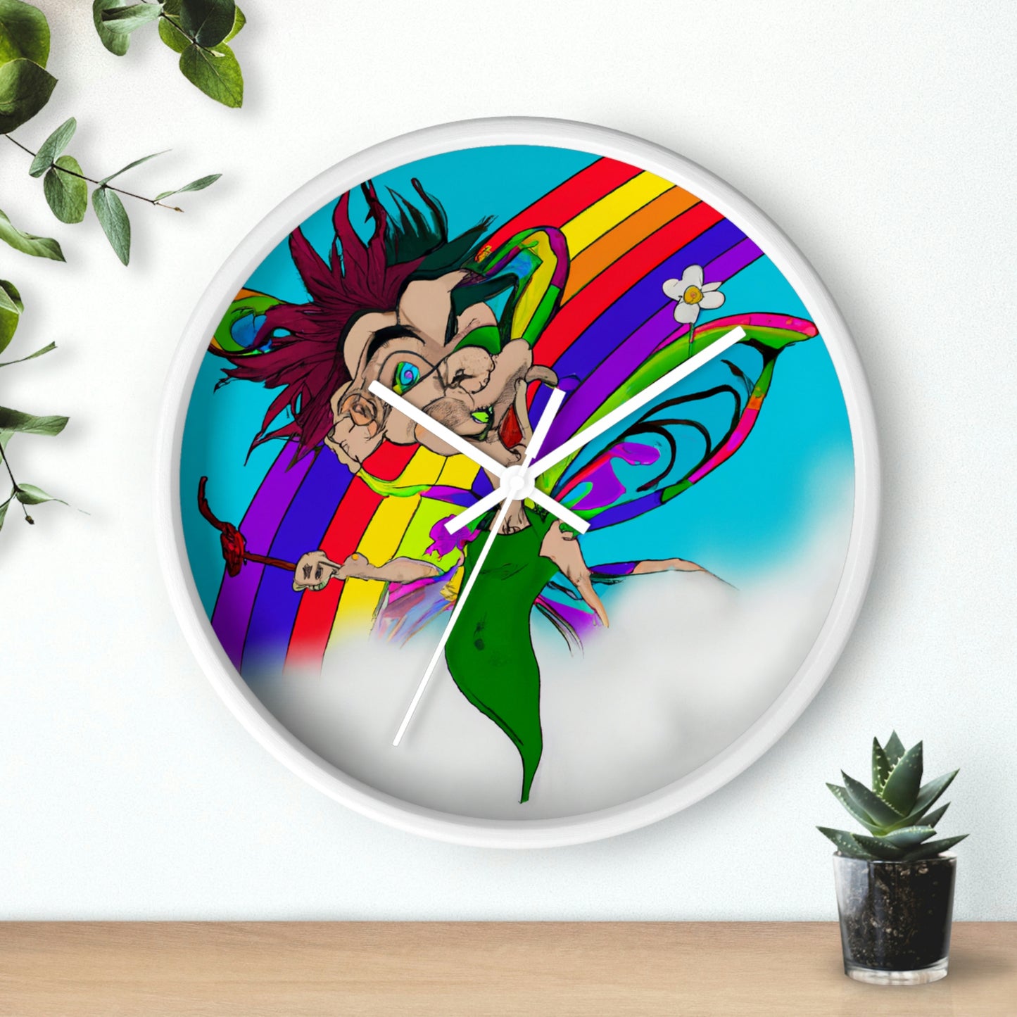 Rainbow Mischief Fairy - The Alien Wall Clock