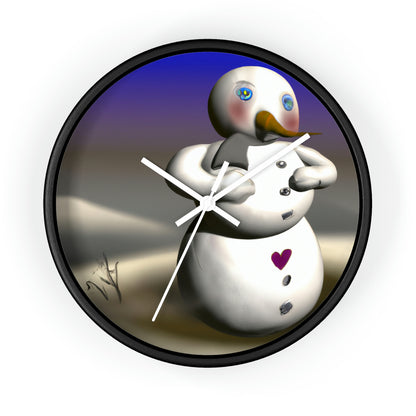 "Chilly But Hopeful: The Snowman's Quest For A Hug" - Die Alien-Wanduhr