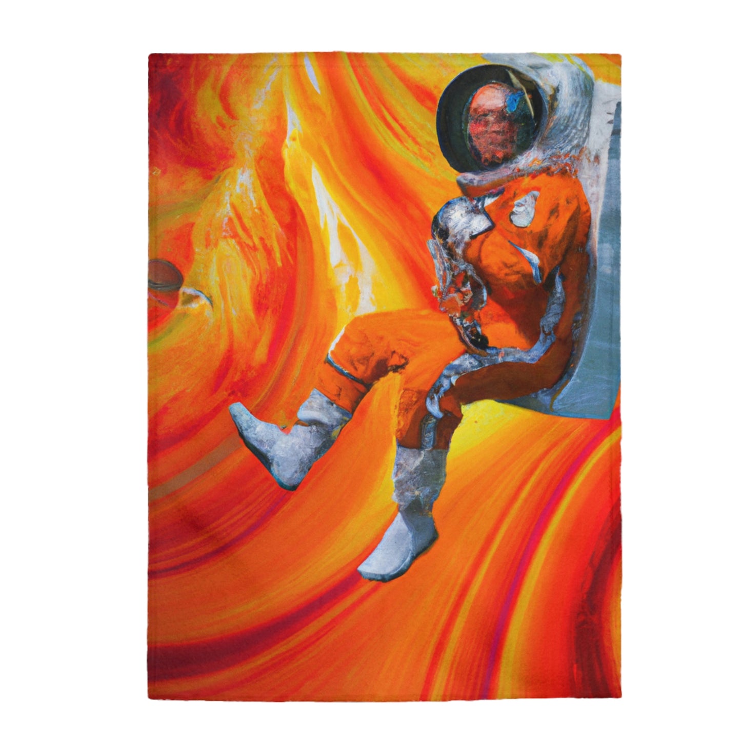 "Journeying in the Burning Orange Galaxy" - The Alien Velveteen Plush Blanket