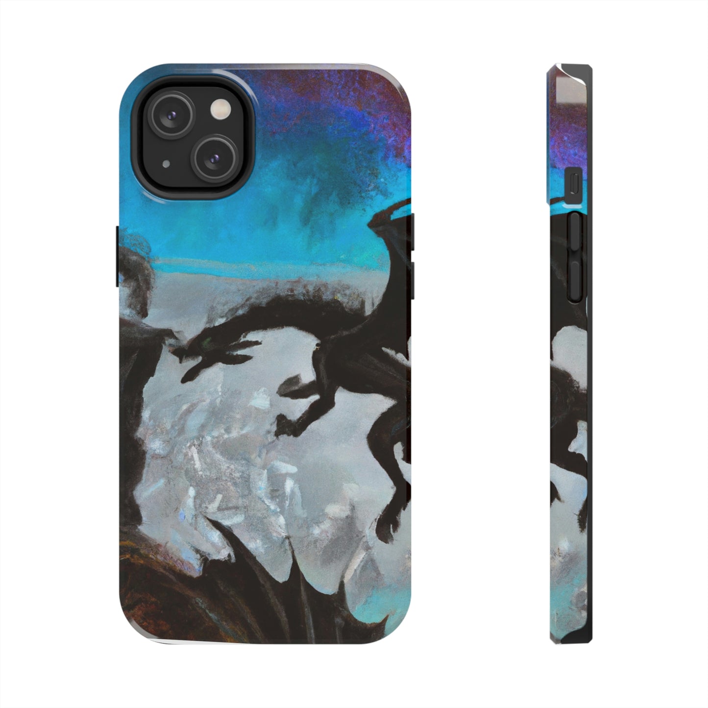 "Clash of Fire and Steel on the Moonlit Cliff" - The Alien Tough Phone Cases