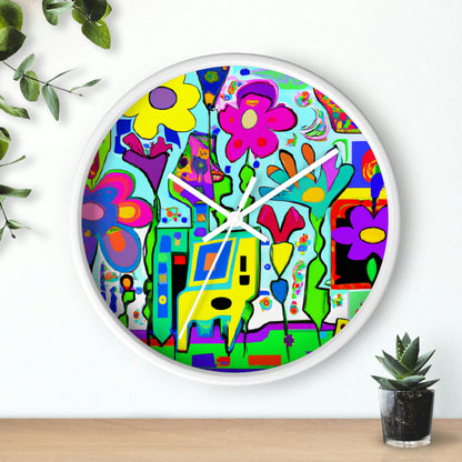 "A Mystical Garden of Rainbow Petals" - The Alien Wall Clock