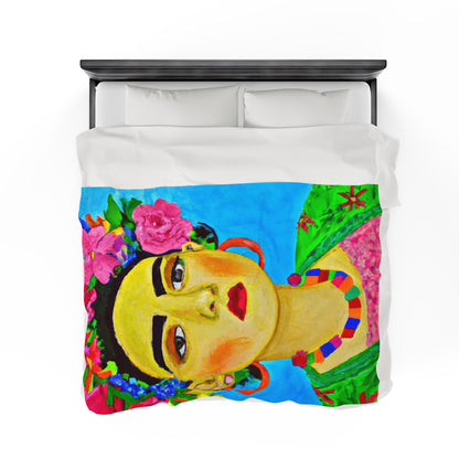 "Fierce and Free: A Frida Kahlo-Inspired Tribute to Mexican Women" - The Alien Velveteen Plush Blanket