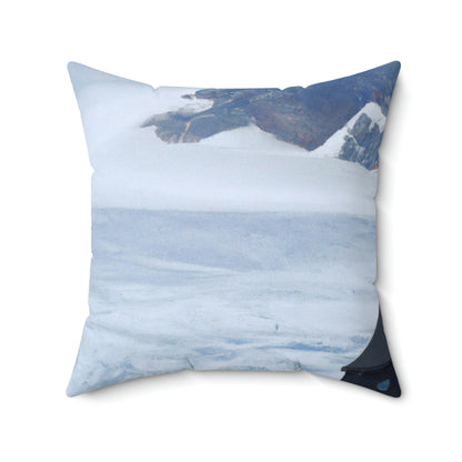 "Frozen Fears: A Haunted Glacier House" - The Alien Square Pillow