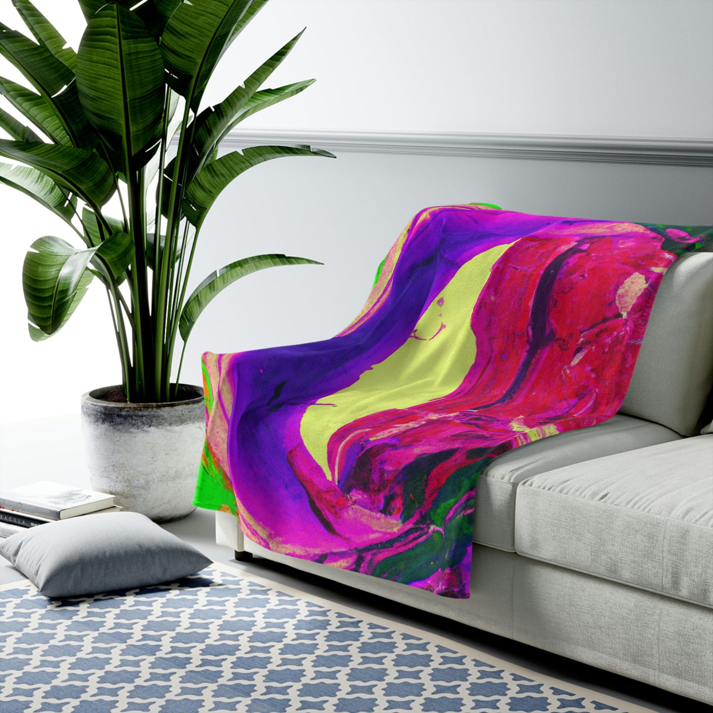 Mystical Madness: Crazy Colors in the Forgotten Cathedral - The Alien Velveteen Plush Blanket