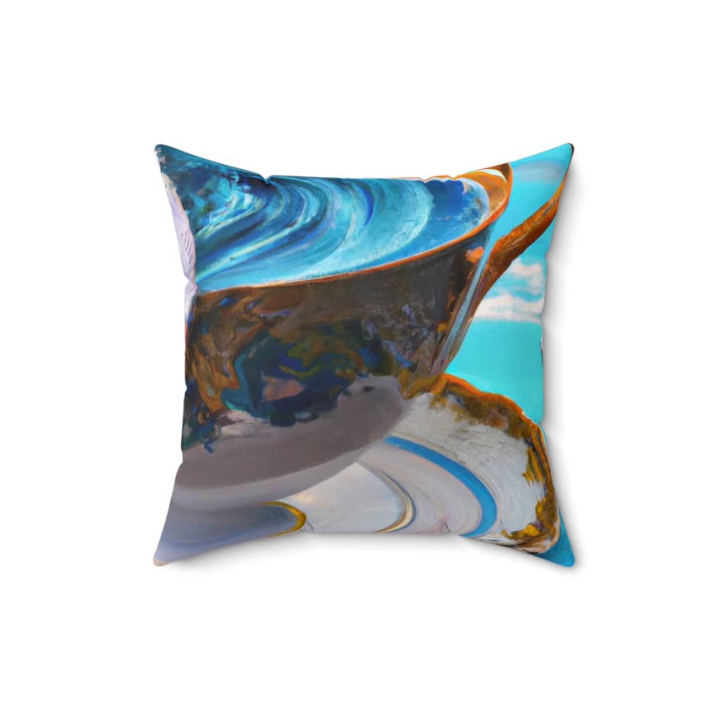 "Adrift in a China Cup: The Story of a Lost Child's Oceanic Adventure" - The Alien Square Pillow