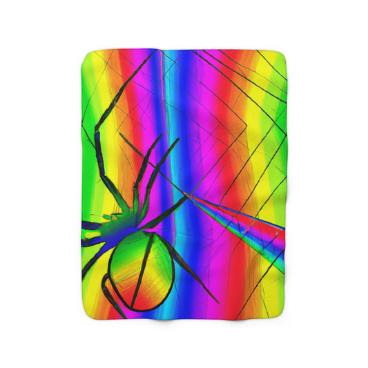 "A Spinnerette's Prismatic Web" - The Alien Sherpa Fleece Blanket