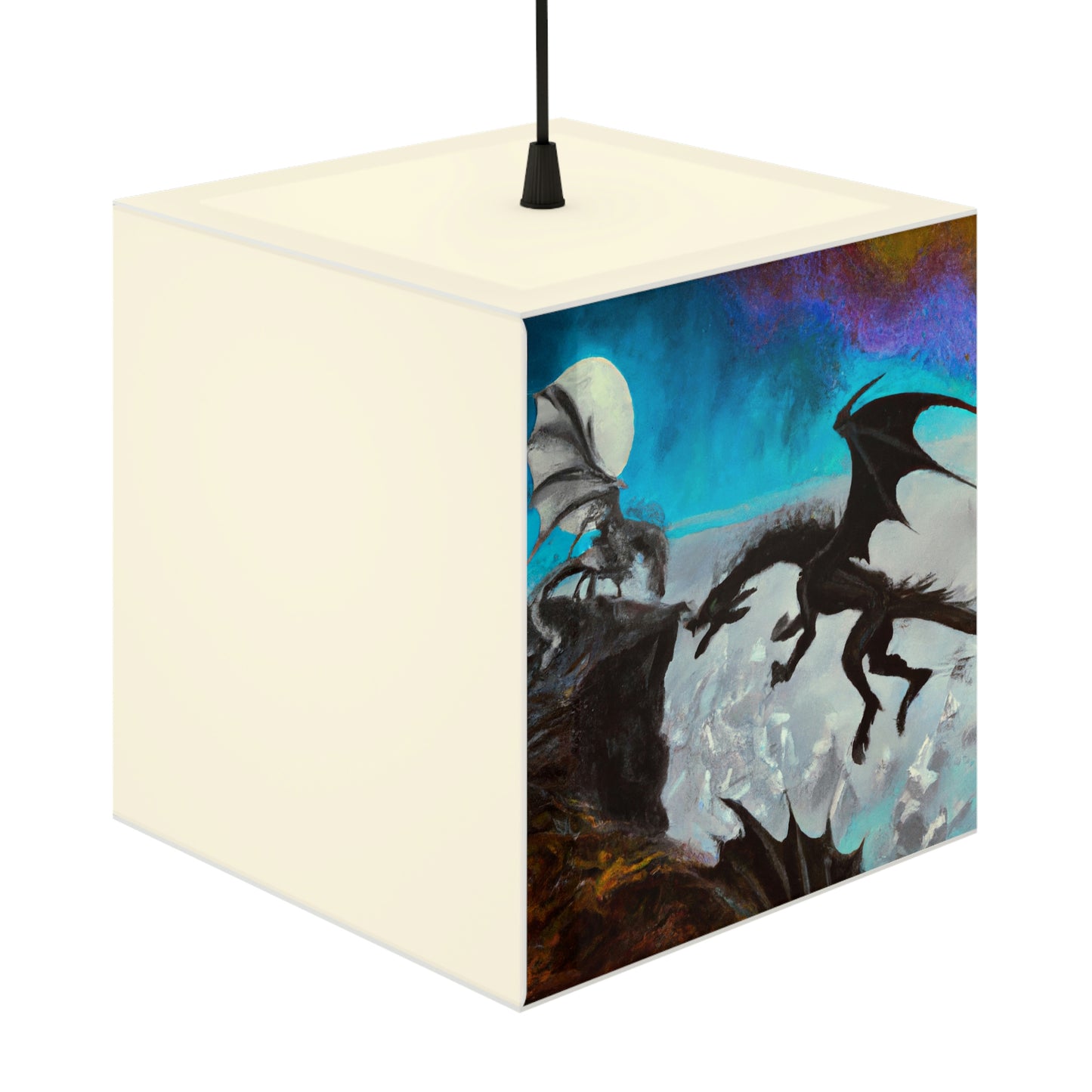 "Clash of Fire and Steel on the Moonlit Cliff" - The Alien Light Cube Lamp