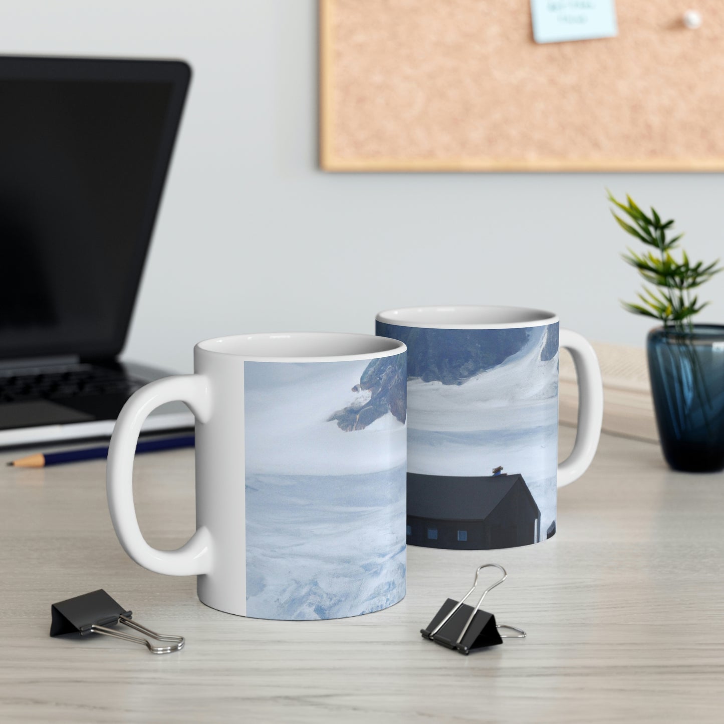 "Frozen Fears: A Haunted Glacier House" - The Alien Ceramic Mug 11 oz