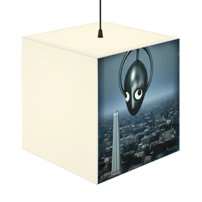 "Ein ferner Funke: Die Suche eines Außerirdischen nach einem Zufluchtsort in der Stadt." - Die Alien Light Cube Lampe