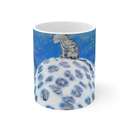 "Lonely Perch of the Snow Leopard" - The Alien Ceramic Mug 11 oz